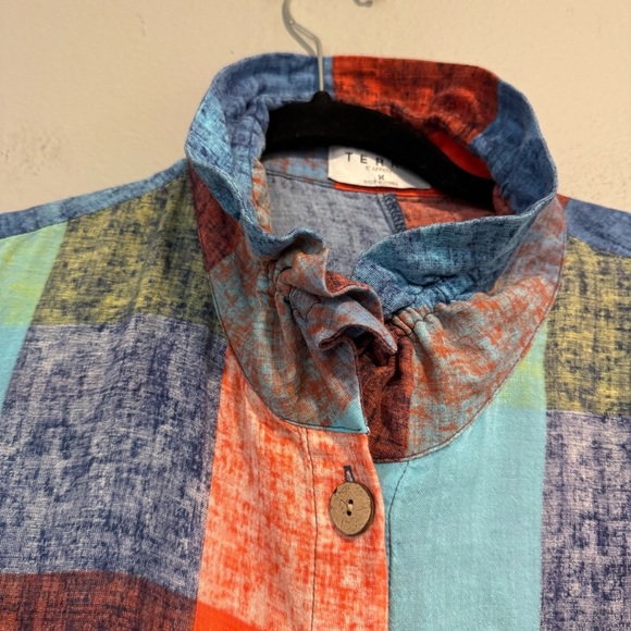 Terra SJ Apparel Colorful Button-Up Shirt Artsy Lagenlook Lightweight M - Picture 4 of 7
